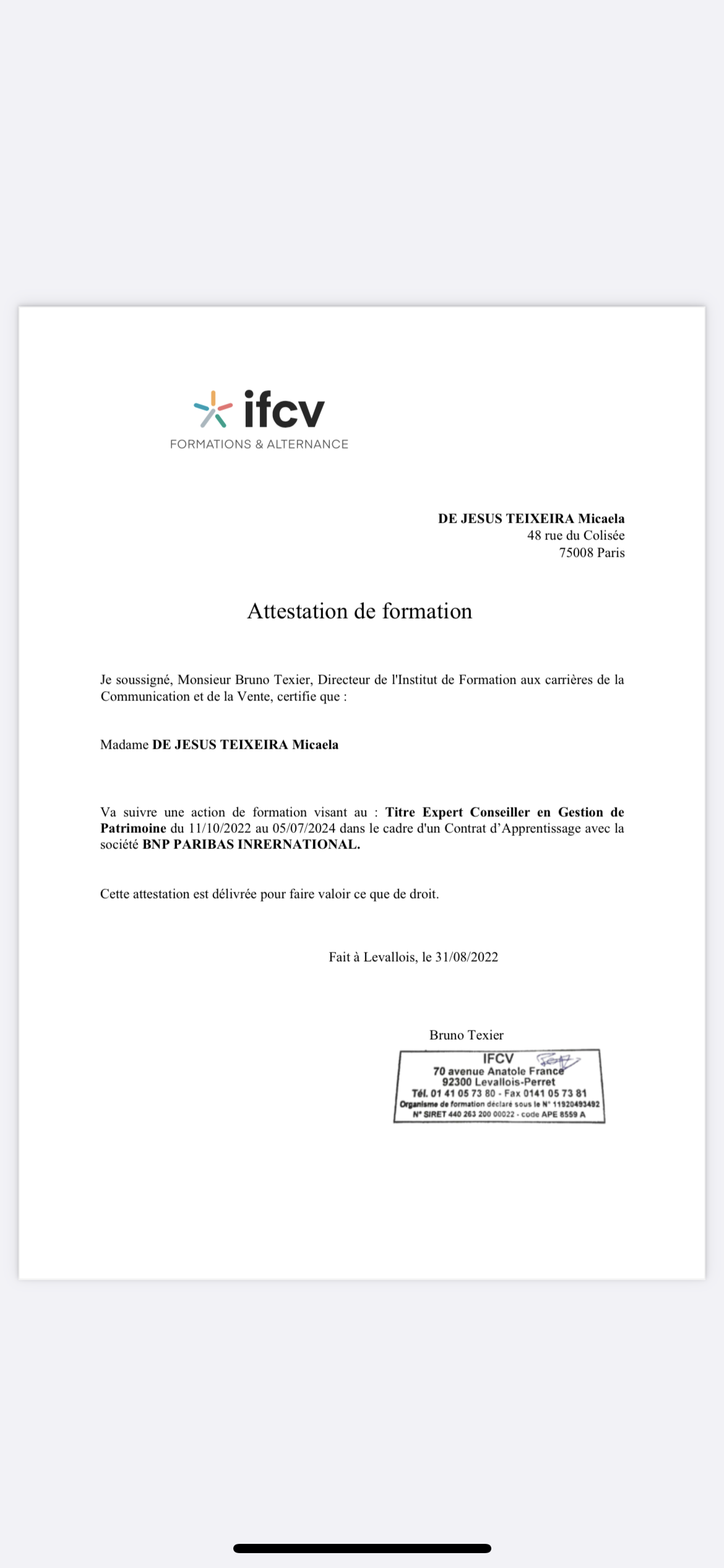 Photo pour l'annuaire des certifiés